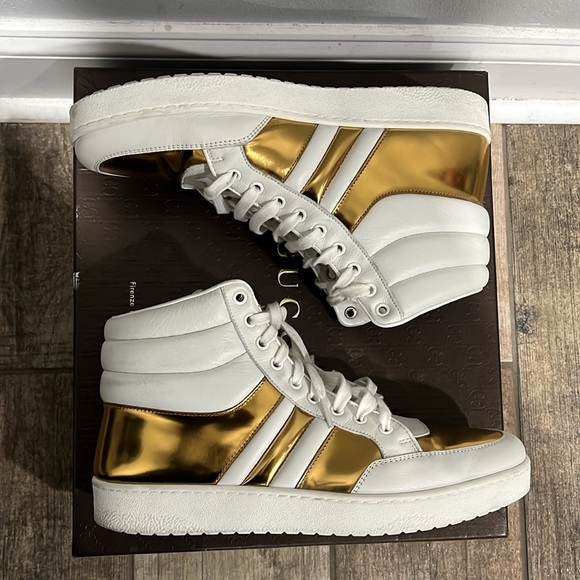 Gucci Men Sneakers (368494A3820) White/Gold - Picture 9 of 12